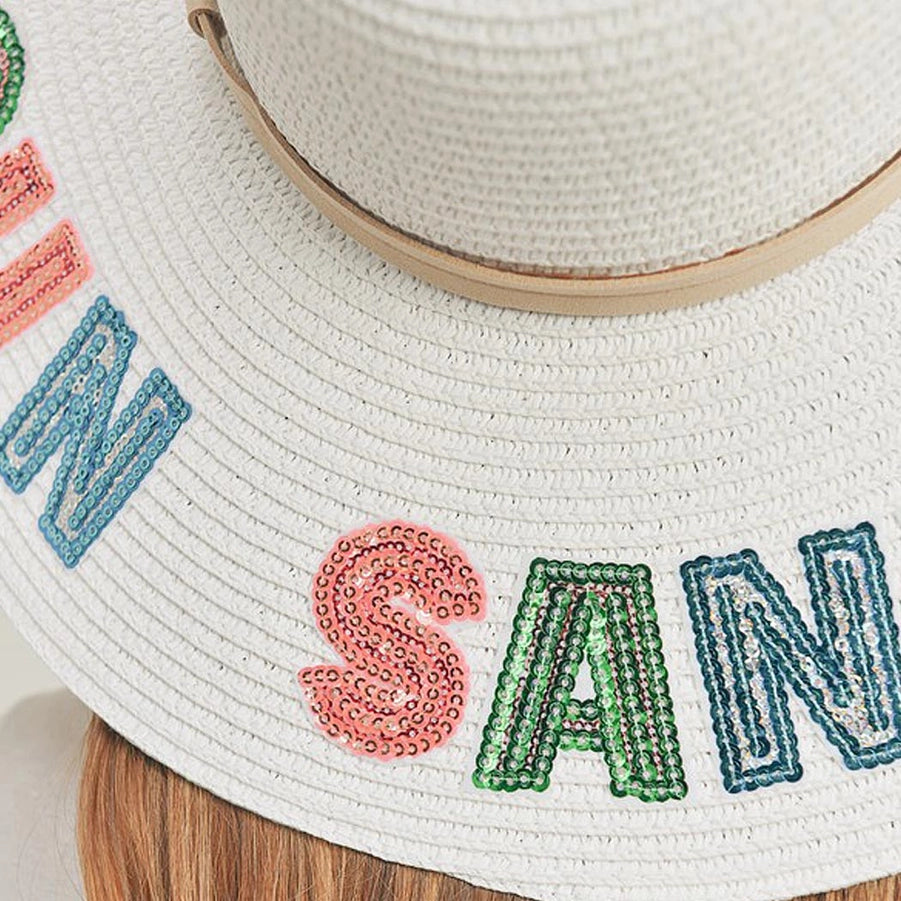 Sequin Letter Sun Sand Sea Floppy Hat
