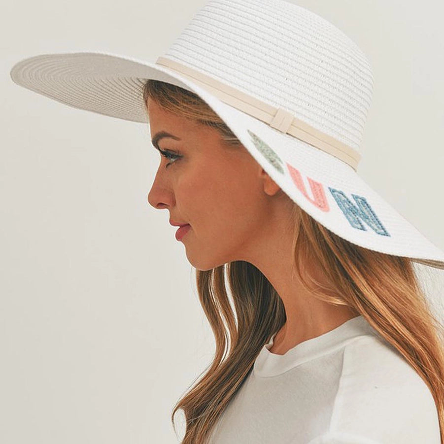 Sequin Letter Sun Sand Sea Floppy Hat